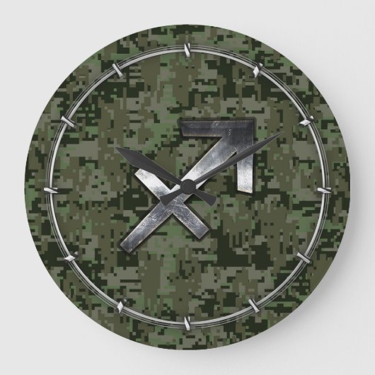 Grande Horloge Ronde Symbole zodiaque Sagittarius sur Camo numérique ve (Recto)
