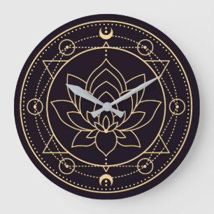 Grande Horloge Ronde Symboles Wiccan