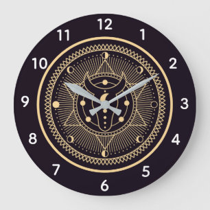 Grande Horloge Ronde Symboles Wiccan