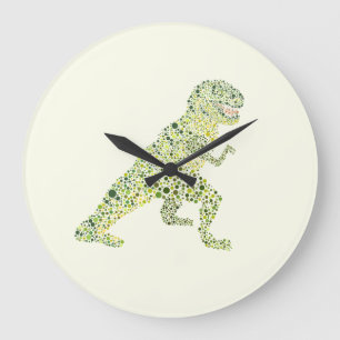 Grande Horloge Ronde T-REX Dinosaure En Points