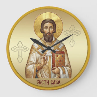 Grande Horloge Ronde T-Shirt à l'icône orthodoxe de Saint Sava