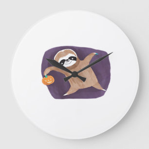 Grande Horloge Ronde T-shirt classique Paresseux d'Halloween avec Citro