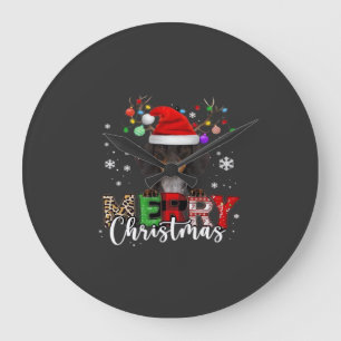 Grande Horloge Ronde T-Shirt Dachshund Chien de Noël Santa Très Grand J