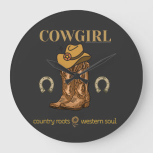 Grande Horloge Ronde T-shirt d'âme western aux racines country