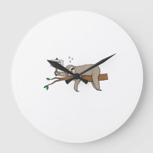 Grande Horloge Ronde T-shirt de paresseux mignon endormi drôle de T-shi
