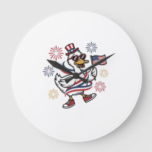 Grande Horloge Ronde T-shirt design de canard patriotique gravure vinta