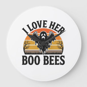 Grande Horloge Ronde T-shirt drôle de Halloween vintage pun abeille fan