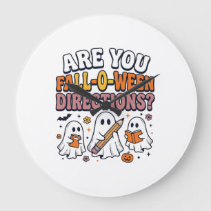 Grande Horloge Ronde T-shirt drôle de professeur de fantôme d'Halloween