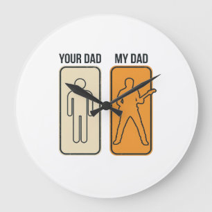 Grande Horloge Ronde T-shirt drôle papa guitare design vintage gravure_
