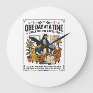 Grande Horloge Ronde T-shirt graphique Jésus Soignant Parents Âgés Chri