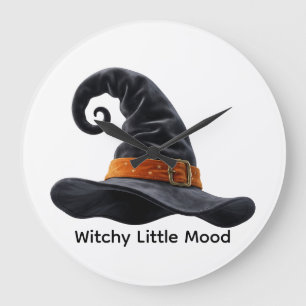 Grande Horloge Ronde T-shirt Halloween chapeau de sorcière mignon et ef