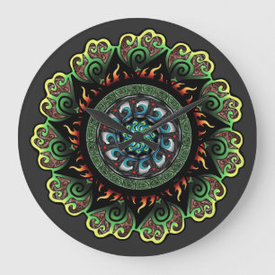 Grande Horloge Ronde T-shirt Mandala Fire