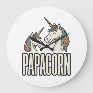 Grande Horloge Ronde T-Shirt Papa Corn Licorne Papa Gravure Vintage Des