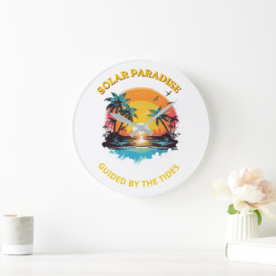 Grande Horloge Ronde T-Shirt Retro Solar Paradise Guided by the Tides