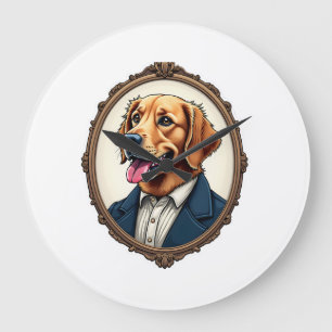 Grande Horloge Ronde T-shirt vintage avec portrait de retriever doré pa