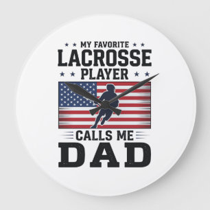 Grande Horloge Ronde T-shirt vintage drapeau américain Funny Lacrosse P