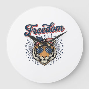 Grande Horloge Ronde T-shirt vintage gravure Freedom Tiger patriotique_