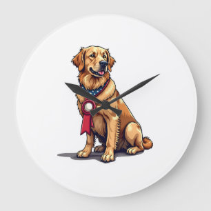 Grande Horloge Ronde T-shirt vintage Proud American Golden Retriever 4