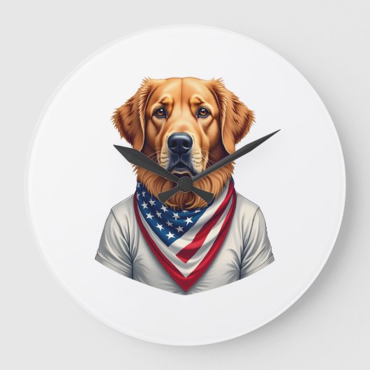 Grande Horloge Ronde T-shirt vintage retriever golden américain (Recto)