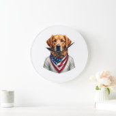 Grande Horloge Ronde T-shirt vintage retriever golden américain (Maison)