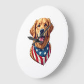 Grande Horloge Ronde T-shirt vintage Star Spangled Golden Retriever 4 (Angle)