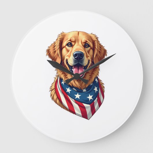 Grande Horloge Ronde T-shirt vintage Star Spangled Golden Retriever 4 (Recto)
