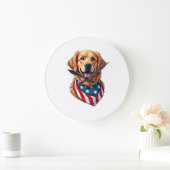 Grande Horloge Ronde T-shirt vintage Star Spangled Golden Retriever 4 (Maison)