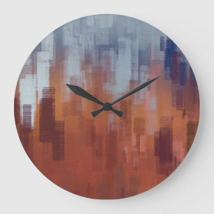 Grande Horloge Ronde Tableau Abstrait, mur en béton coloré.
