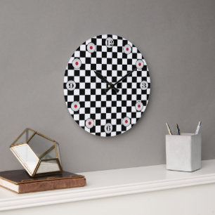 Grande Horloge Ronde Tableau de bord classique noir et blanc par STaylo