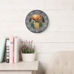 Grande Horloge Ronde Tableau noir rustique photo de famille personnalis<br><div class="desc">Rustique,  arrière - plan en damier,  horloge murale avec numéros romains.
Vous pouvez personnaliser et ajouter votre propre photo et créer une horloge très personnelle et unique.</div>
