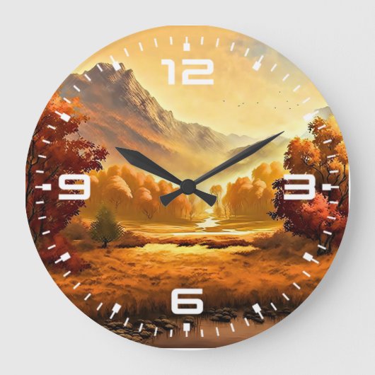 Grande Horloge Ronde Tableau Paysage Automne-68754 (Recto)