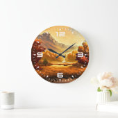 Grande Horloge Ronde Tableau Paysage Automne-68754 (Maison)