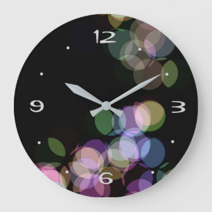 Grande Horloge Ronde Taches et points sur Black> Cloc