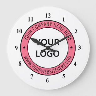 Grande Horloge Ronde Tampon de société à logo personnalisé -