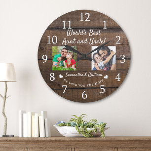Grande Horloge Ronde Tante et oncle les meilleurs au monde 2 Photo Bois