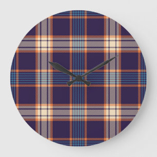 Grande Horloge Ronde Tartan plaid, texture marine colorée.