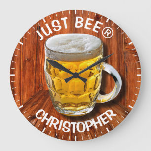Grande Horloge Ronde Tasse de bière en verre de pinte avec la tête