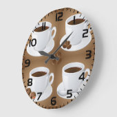 Grande Horloge Ronde Tasses à café avec haricots et chocolat (Angle)