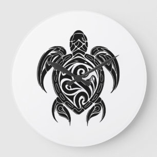 Grande Horloge Ronde Tatouage Vintage Assez Plongeur Tortue Copie
