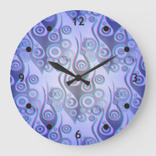 Grande Horloge Ronde Tattoo flammes & cercles motif + votre backgr.