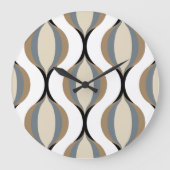 Grande Horloge Ronde Taupe Beige Tan Gris Blanc Noir Vagues d'oignon (Recto)