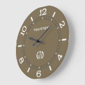 Grande Horloge Ronde Taupe Decor Dial Easily Personalized (Angle)
