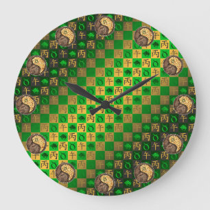 Grande Horloge Ronde Taureau & Cheval de feu