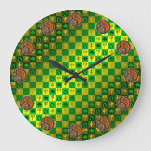 Grande Horloge Ronde Taureau & Singe de Bois