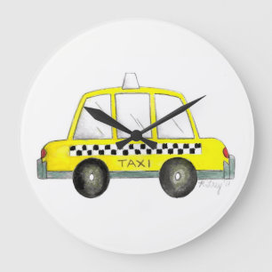 Grande Horloge Ronde Taxi NYC Jaune New York City À damiers cadeau de t