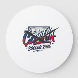 Grande Horloge Ronde Tchéquie Football 2026 Football Gras Pays Typograp