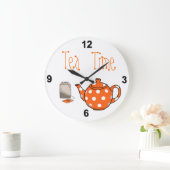 Grande Horloge Ronde Tea Time Orange et White Kitchen (Maison)