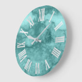 Grande Horloge Ronde Teal Aqua Blue Gray Silver (Angle)