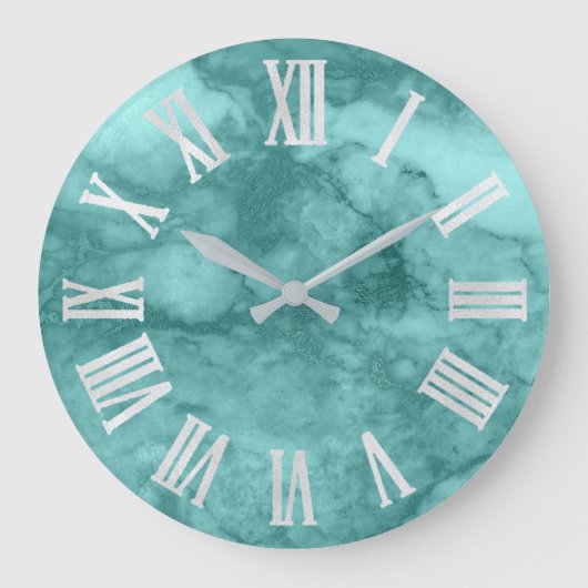 Grande Horloge Ronde Teal Aqua Blue Gray Silver (Recto)