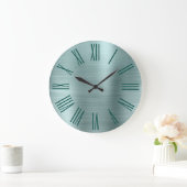 Grande Horloge Ronde Teal Brushed Foil Dark Turquoise (Maison)